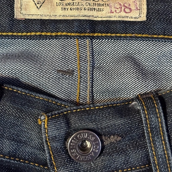 Guess Vintage Bootcut Button Fly Jeans Mid Rise Distressed Blue Denim 33x30 - Picture 10 of 16